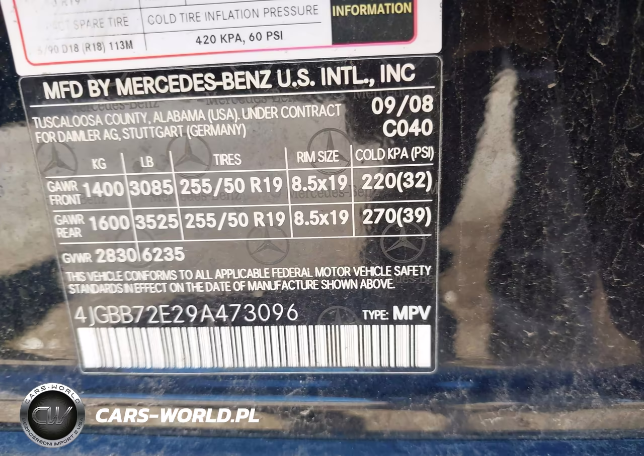 2009 Mercedes-Benz Ml 550 4Matic VIN:4JGBB72E29A473096 - 9