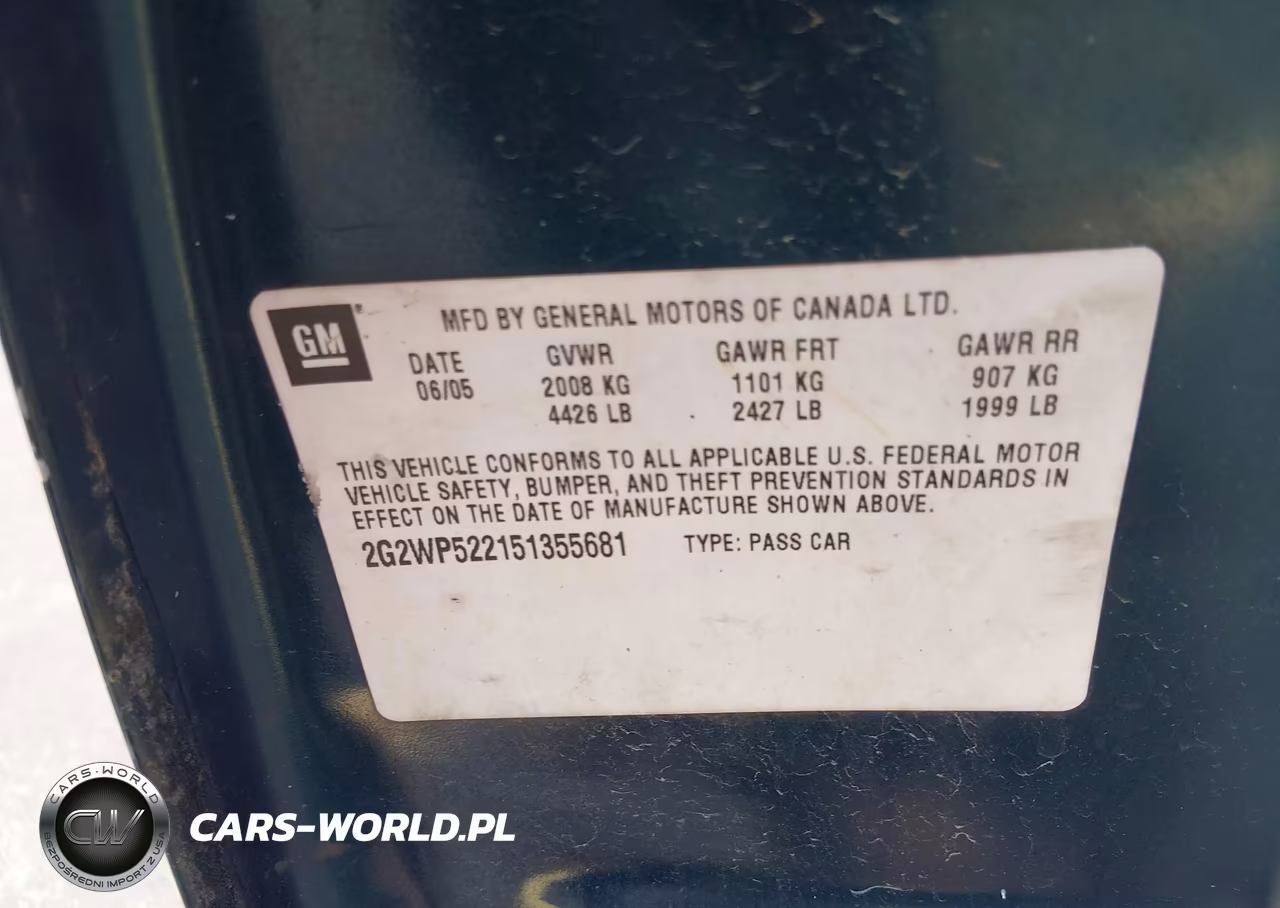2005 Pontiac Grand Prix VIN:2G2WP522151355681 - 9