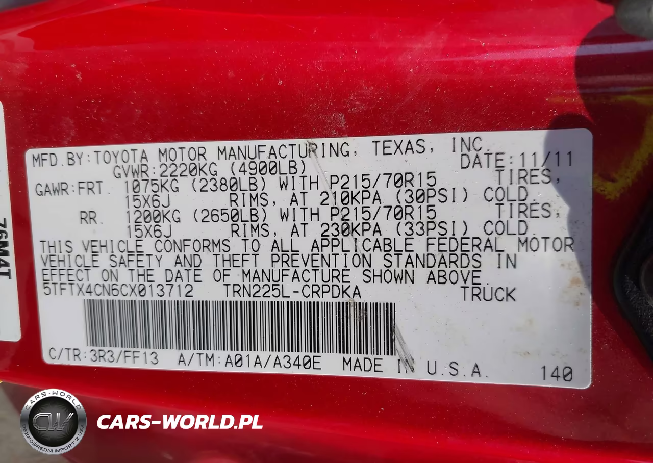 2012 Toyota Tacoma VIN:5TFTX4CN6CX013712 - 9