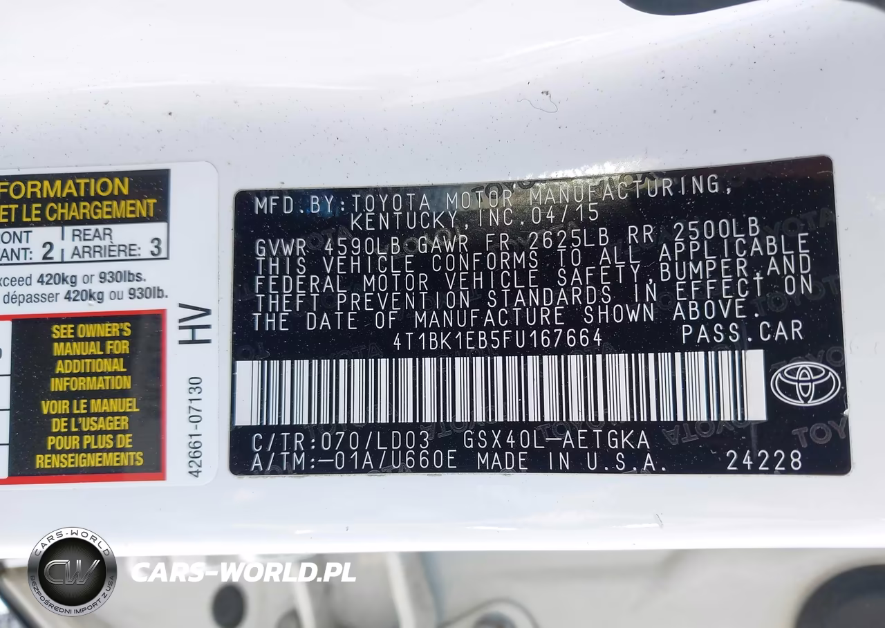 2015 Toyota Avalon Xle VIN:4T1BK1EB5FU167664 - 9
