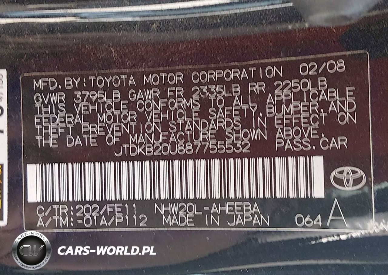 2008 Toyota Prius VIN:JTDKB20U887755532 - 9
