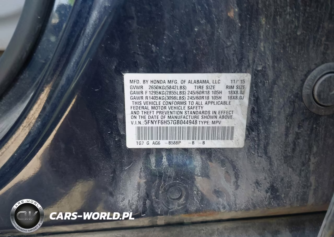 2016 Honda Pilot Ex-L VIN:5FNYF6H57GB044948 - 9