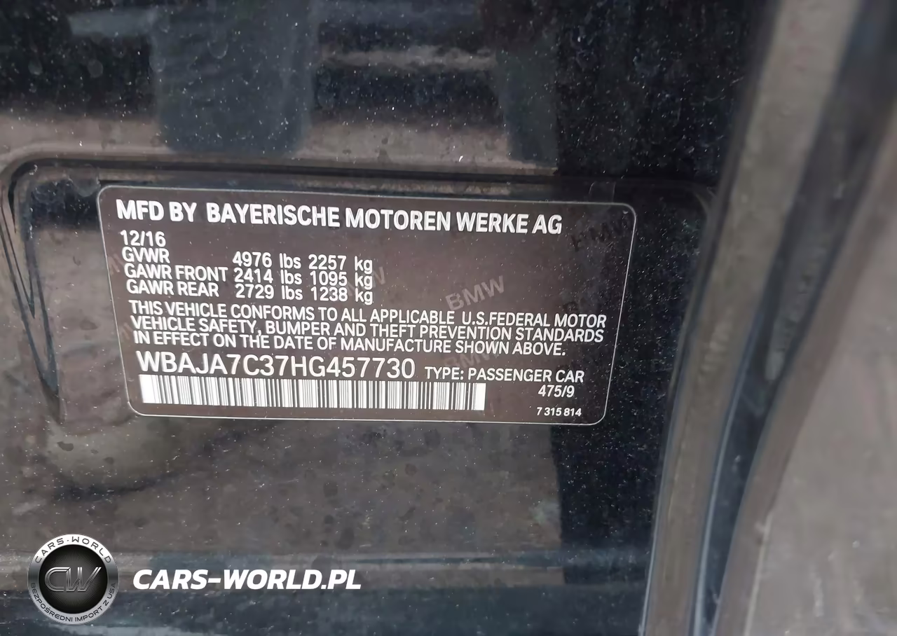 2017 BMW 530I xDrive VIN:WBAJA7C37HG457730 - 9