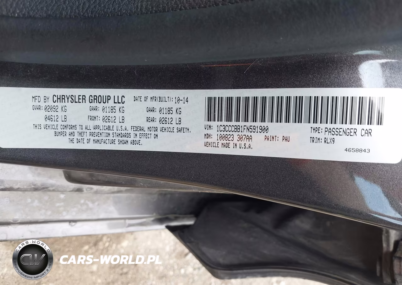 2015 Chrysler 200 S VIN:1C3CCCBB1FN591900 - 9