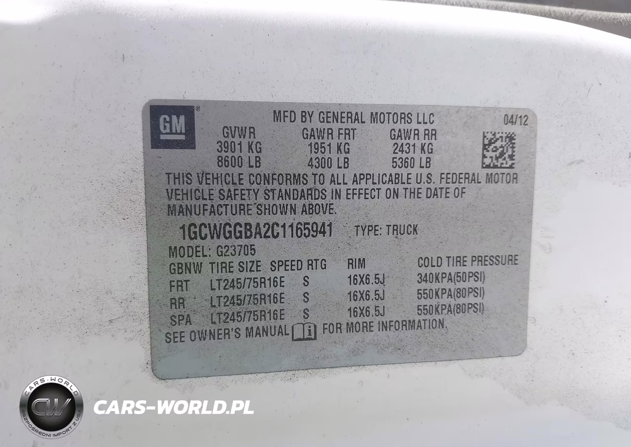 2012 Chevrolet Express 2500 Work Van VIN:1GCWGGBA2C1165941 - 9