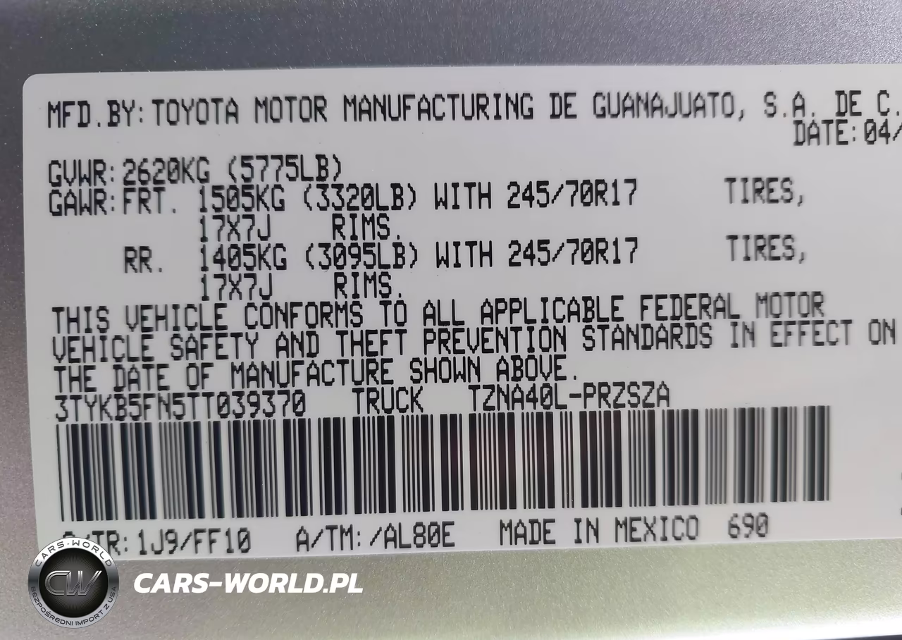 2026 Toyota Tacoma Sr5 VIN:3TYKB5FN5TT039370 - 9