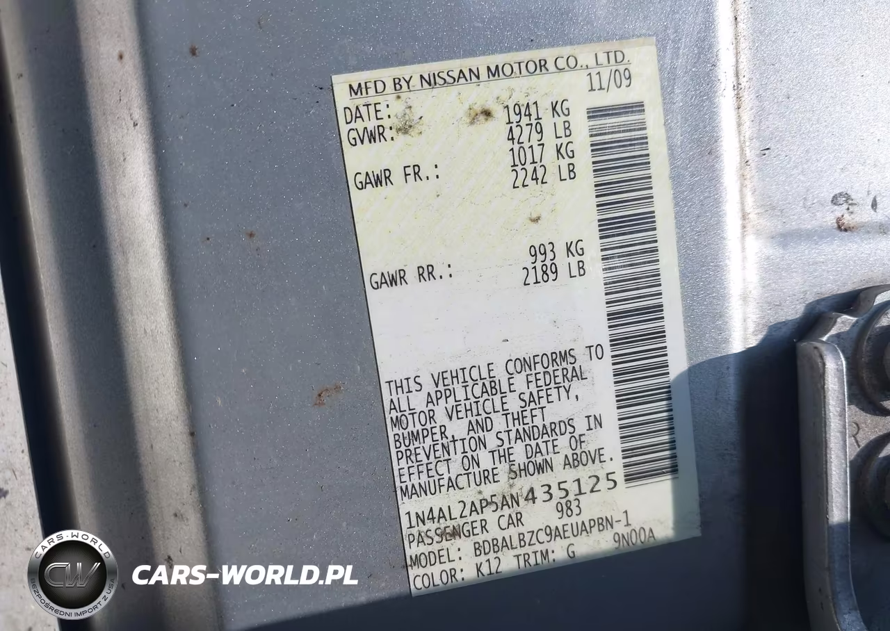 2010 Nissan Altima 2.5 S VIN:1N4AL2AP5AN435125 - 9