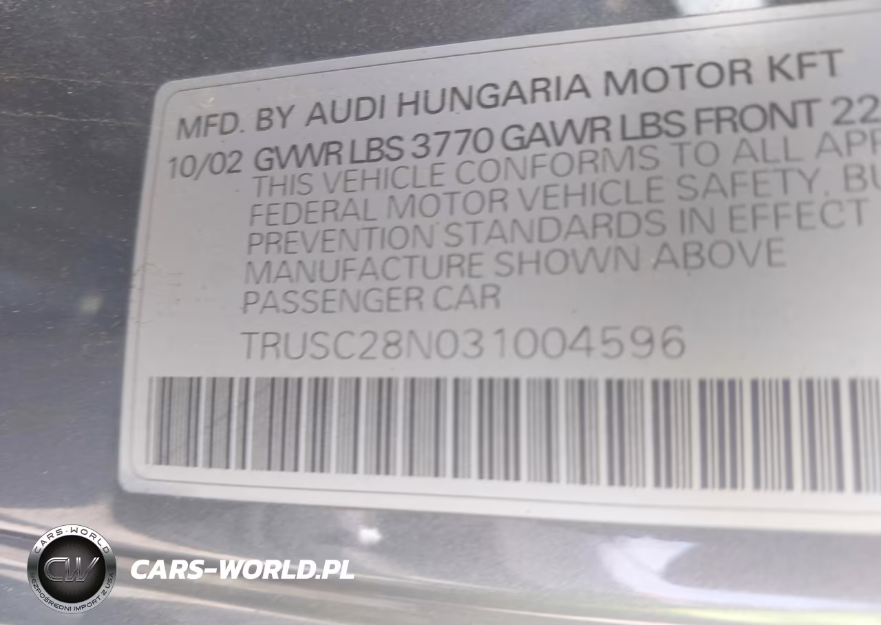 2003 Audi Tt 1.8L VIN:TRUSC28N031004596 - 9