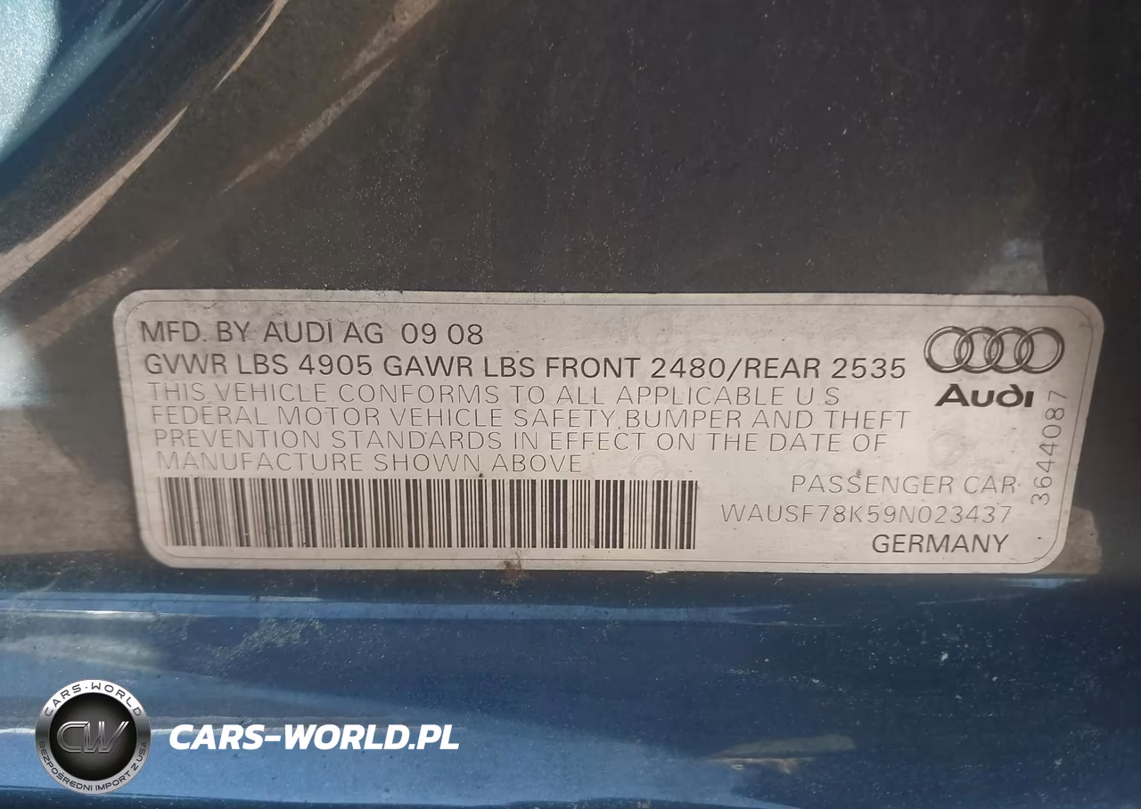 2009 Audi A4 2.0T Premium VIN:WAUSF78K59N023437 - 9