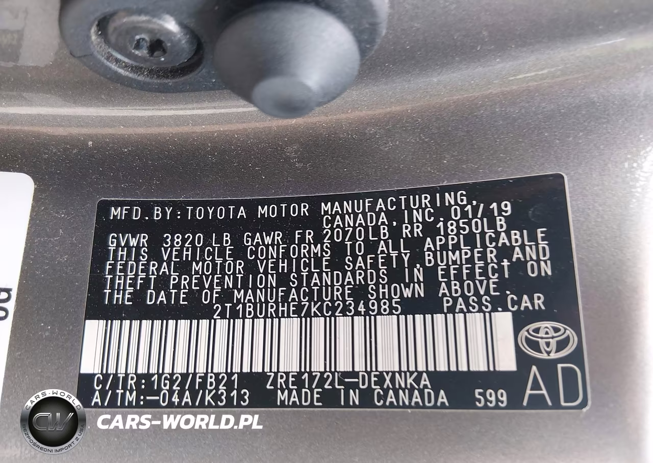 2019 Toyota Corolla Le VIN:2T1BURHE7KC234985 - 9