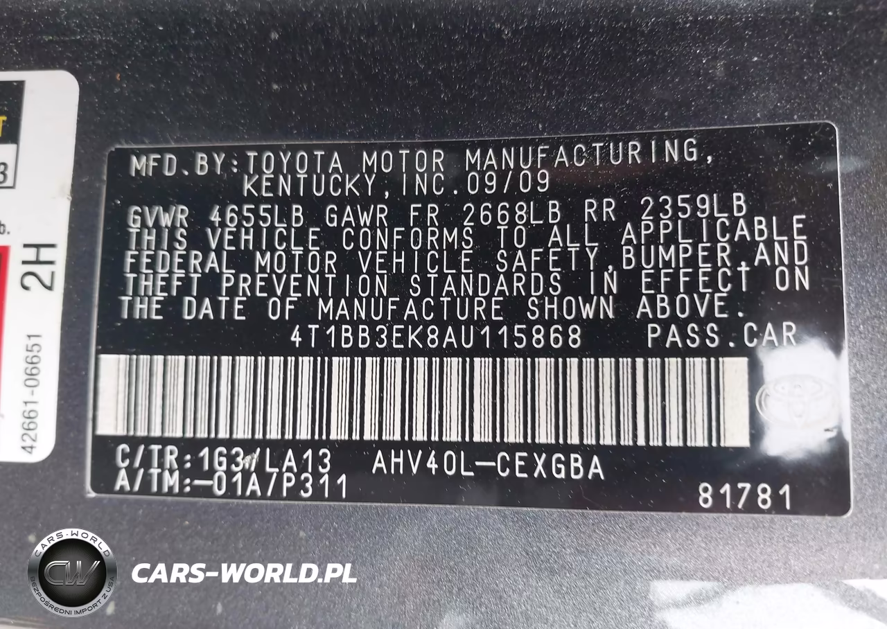 2010 Toyota Camry Hybrid VIN:4T1BB3EK8AU115868 - 9