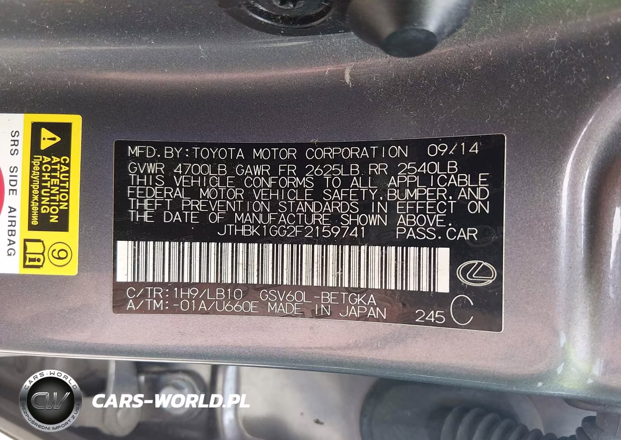 2015 Lexus Es 350 VIN:JTHBK1GG2F2159741 - 9