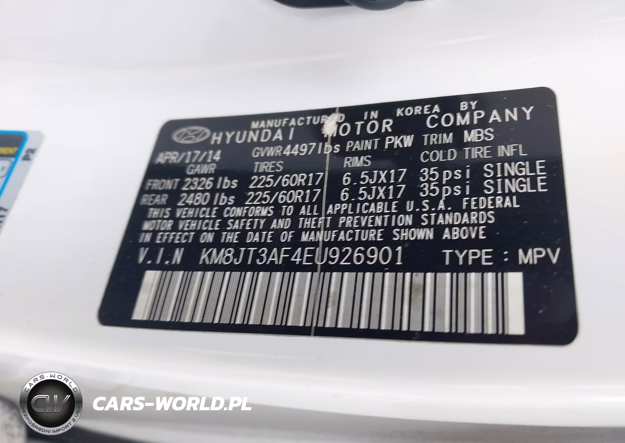 2014 Hyundai Tucson Gls VIN:KM8JT3AF4EU926901 - 9