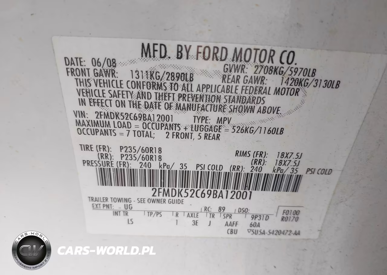 2009 Ford Flex Sel VIN:2FMDK52C69BA12001 - 9