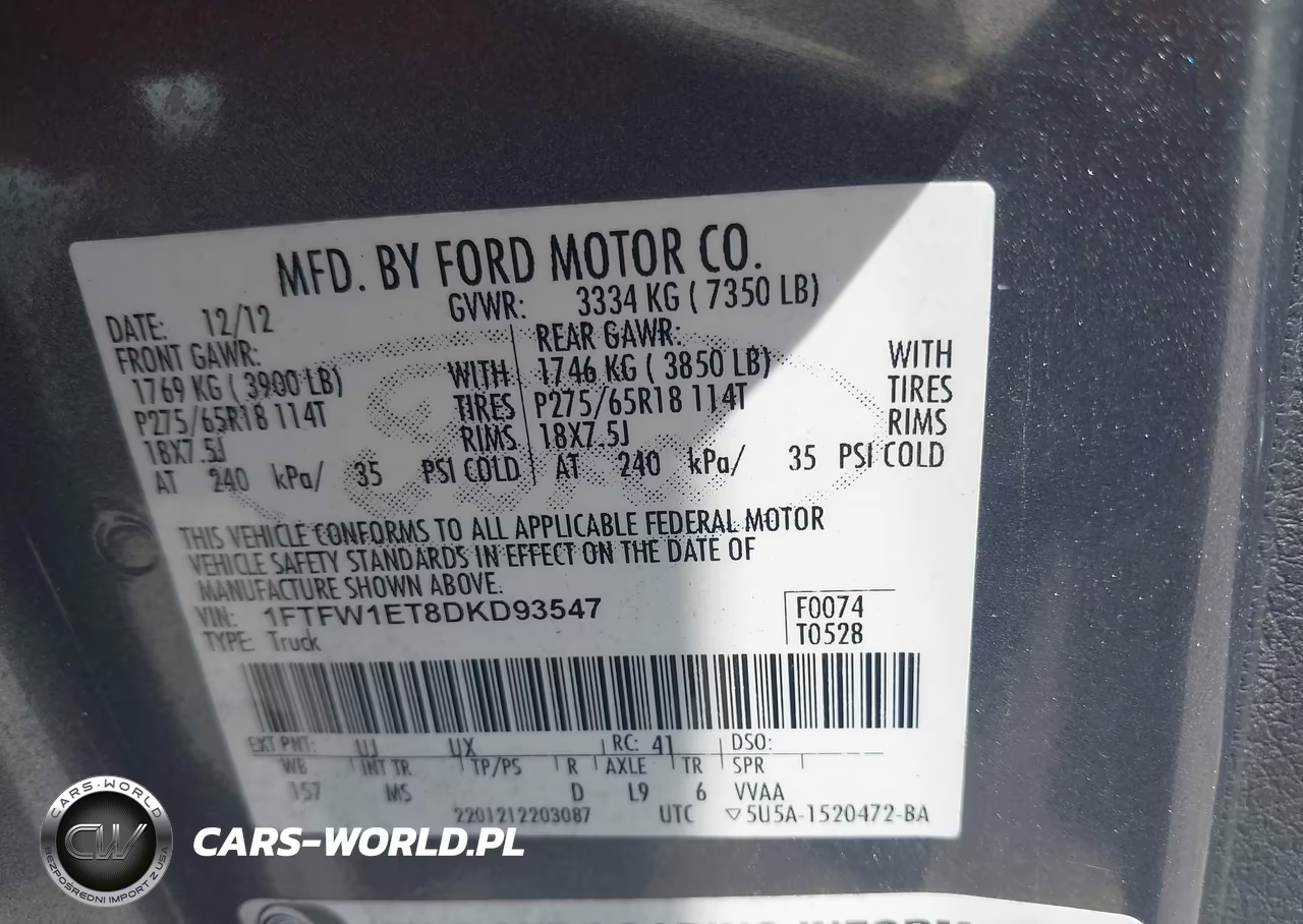 2013 Ford F-150 Xlt VIN:1FTFW1ET8DKD93547 - 9