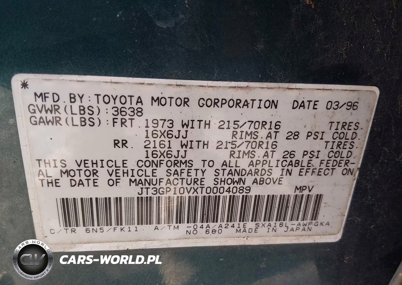 1996 Toyota Rav4 VIN:JT3GP10VXT0004089 - 9