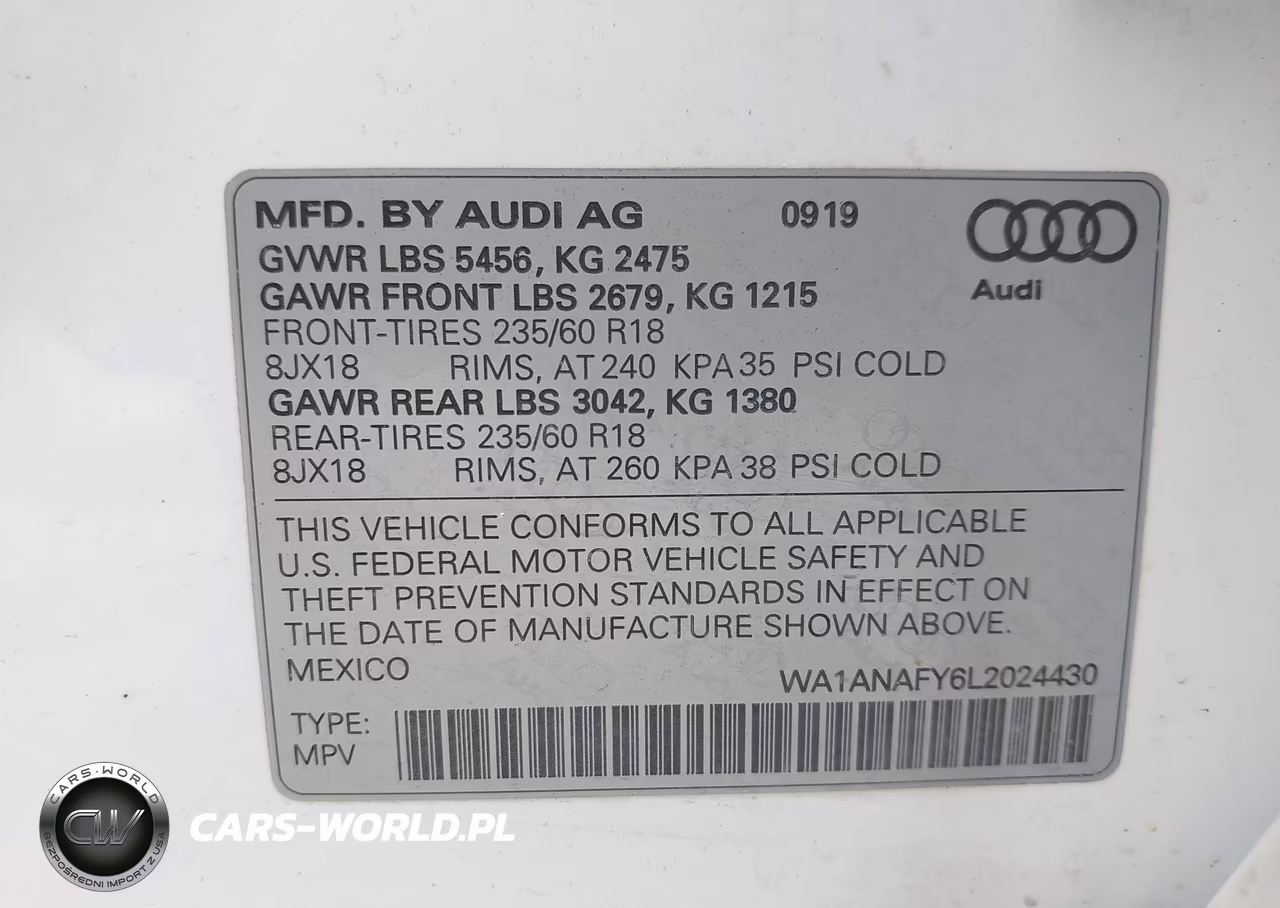 2020 Audi Q5 Premium 45 Tfsi Quattro S Tronic-Titanium Premium 45 Tfsi Quattro S Tronic VIN:WA1ANAFY6L2024430 - 9