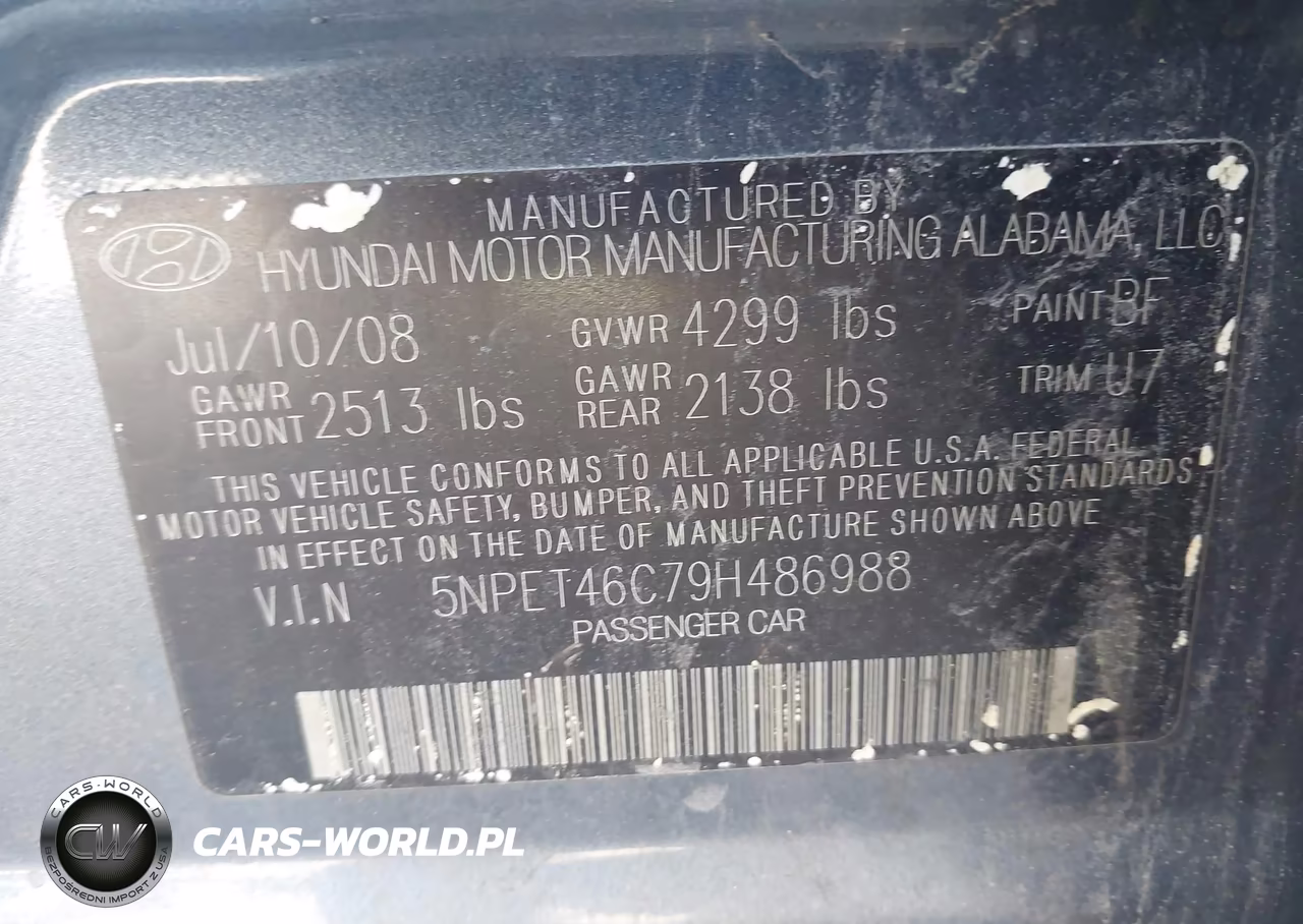 2009 Hyundai Sonata Gls VIN:5NPET46C79H486988 - 9