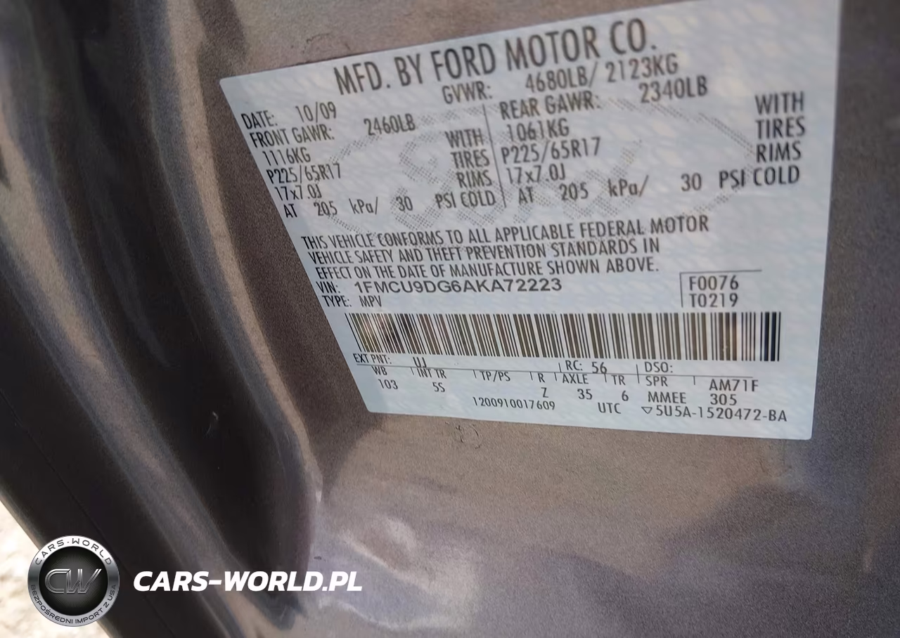 2010 Ford Escape Xlt VIN:1FMCU9DG6AKA72223 - 9
