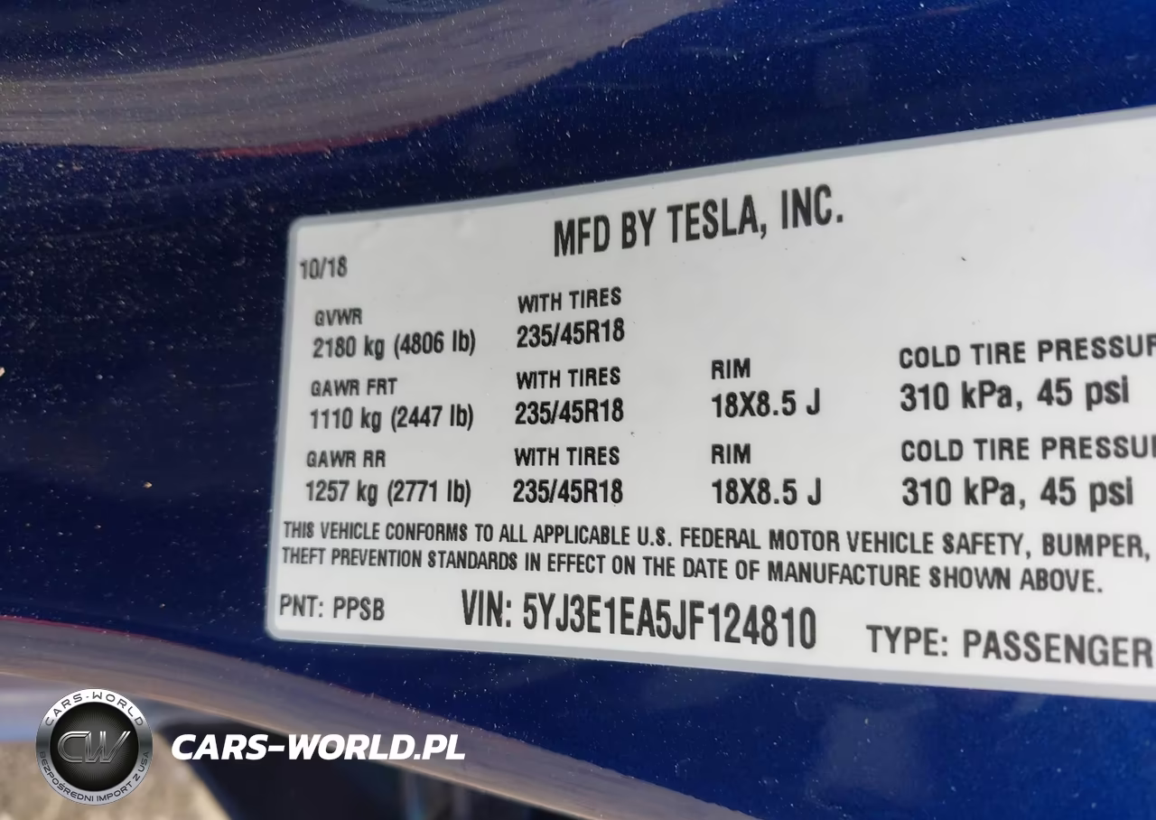 2018 Tesla Model 3 Long Range-Mid Range VIN:5YJ3E1EA5JF124810 - 9