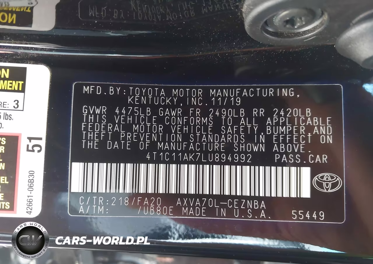 2020 Toyota Camry Le VIN:4T1C11AK7LU894992 - 9