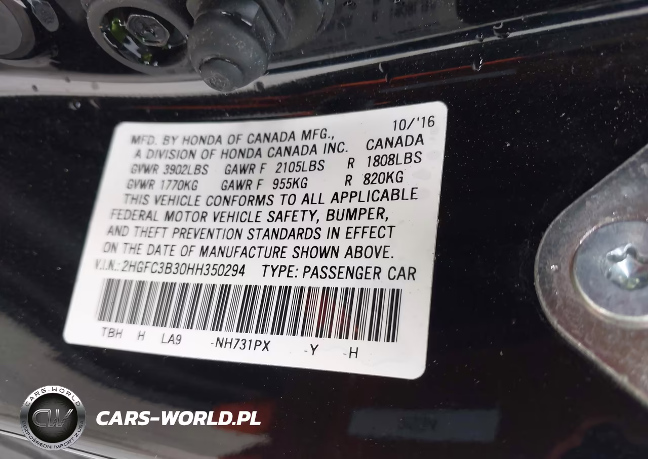2017 Honda Civic Ex-T VIN:2HGFC3B30HH350294 - 9