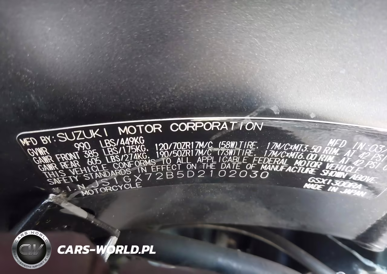 2013 Suzuki Gsx1300 Ra VIN:JS1GX72B5D2102030 - 10