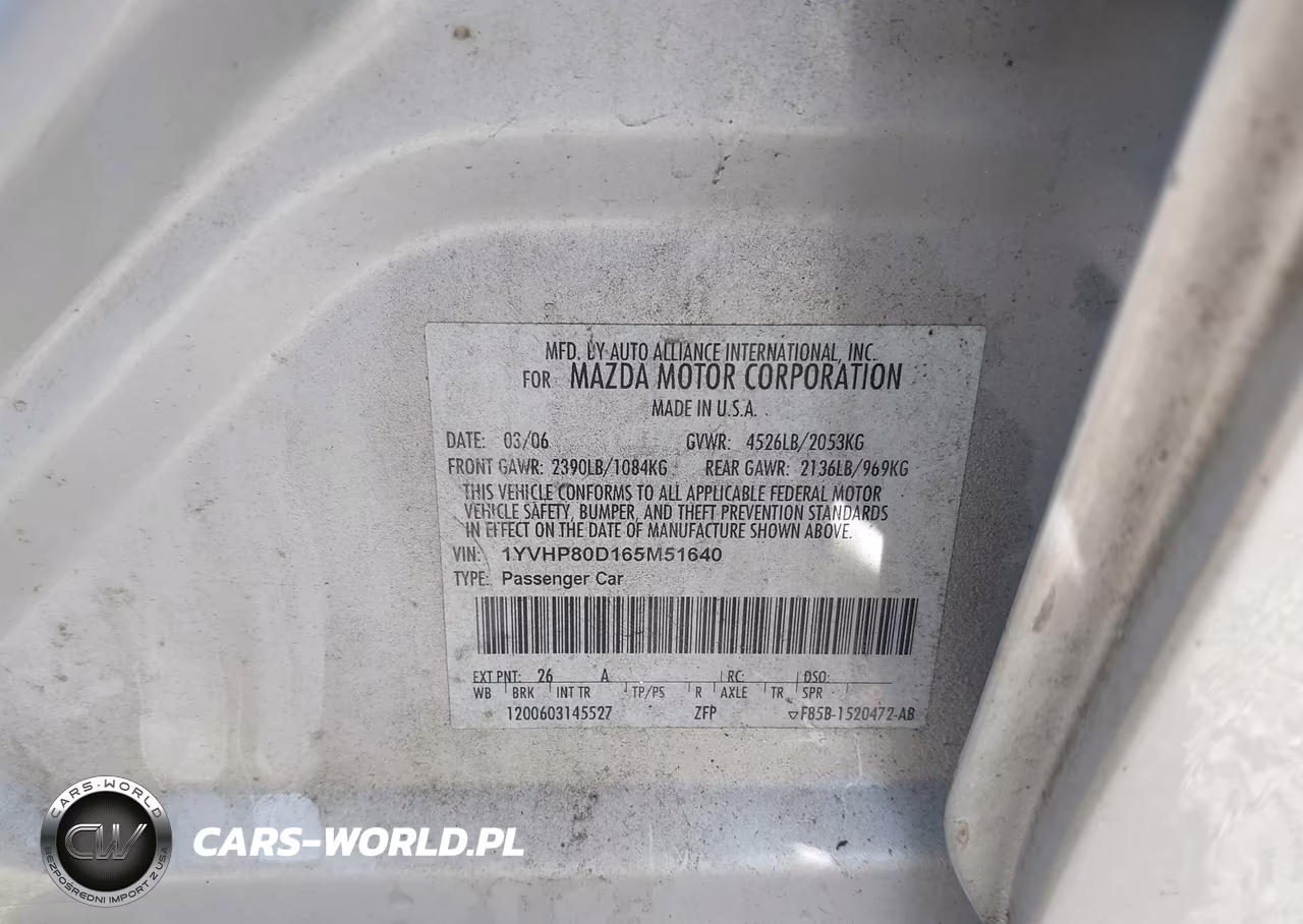 2006 Mazda Mazda6 S VIN:1YVHP80D165M51640 - 9