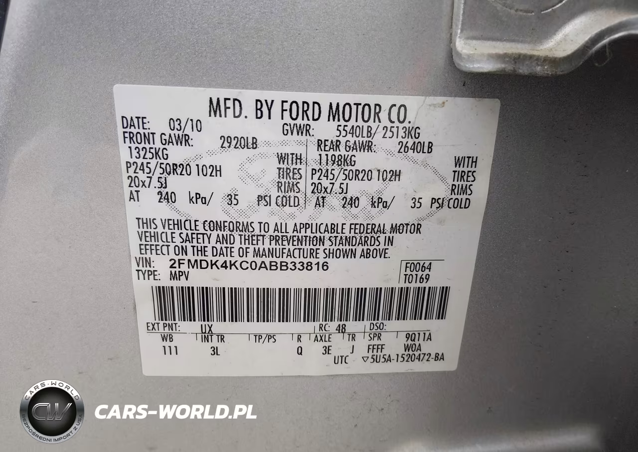 2010 Ford Edge Limited VIN:2FMDK4KC0ABB33816 - 9