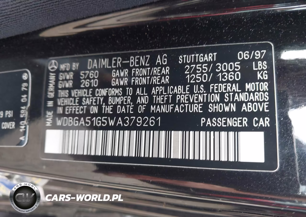 1998 Mercedes-Benz S 500 VIN:WDBGA51G5WA379261 - 9