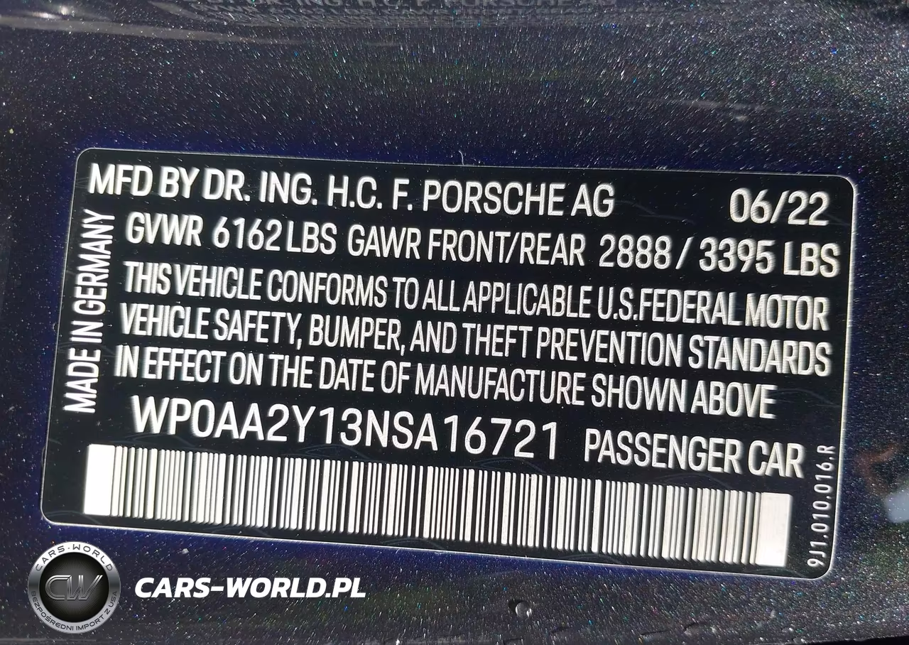 2022 Porsche Taycan VIN:WP0AA2Y13NSA16721 - 9