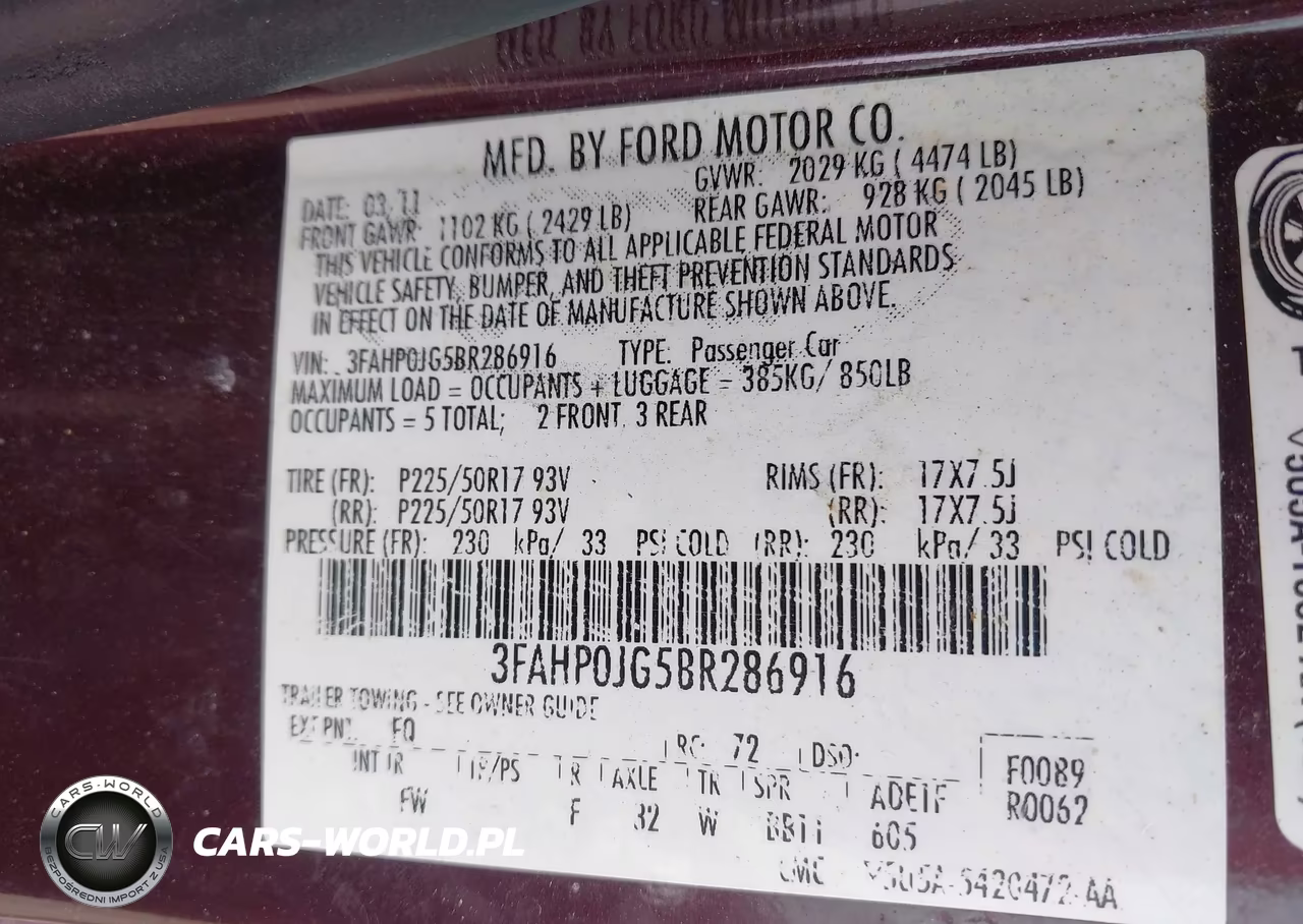 2011 Ford Fusion Sel VIN:3FAHP0JG5BR286916 - 9