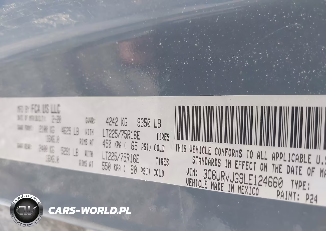 2020 Ram Promaster 3500 Cargo Van High Roof 159 Wb Ext VIN:3C6URVJG9LE124660 - 9