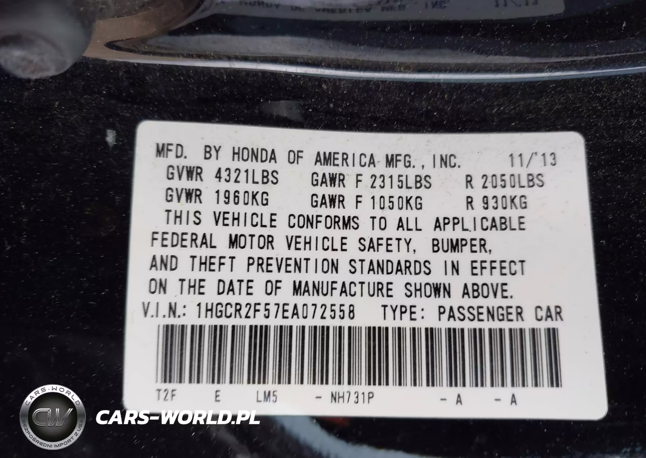 2014 Honda Accord Sport VIN:1HGCR2F57EA072558 - 9