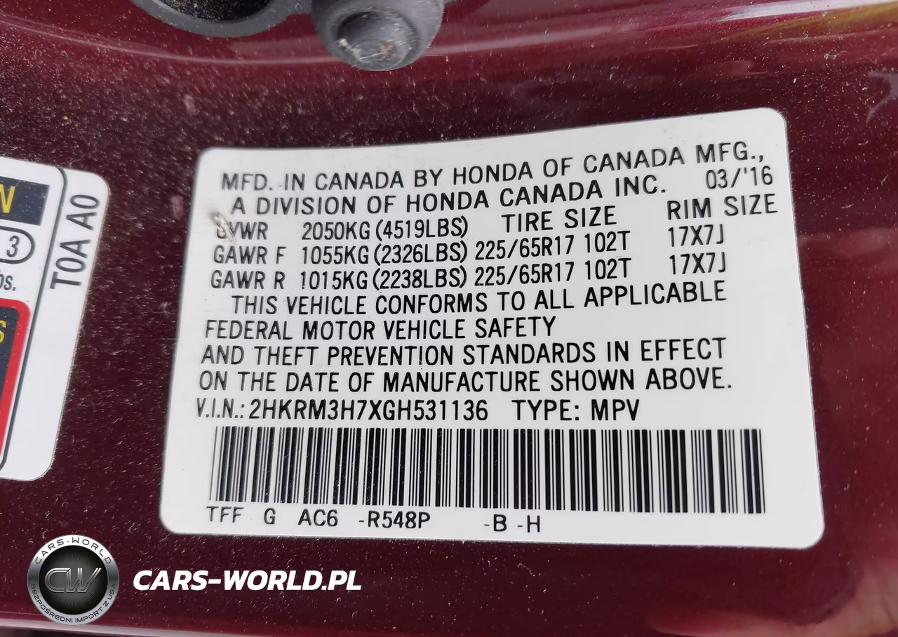 2016 Honda Cr-V Ex-L VIN:2HKRM3H7XGH531136 - 9