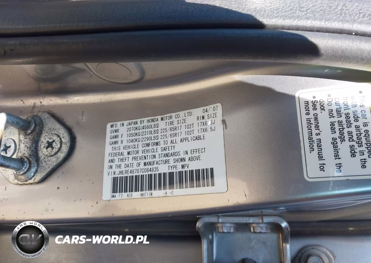 2007 Honda Cr-V Ex-L VIN:JHLRE48707C084835 - 9