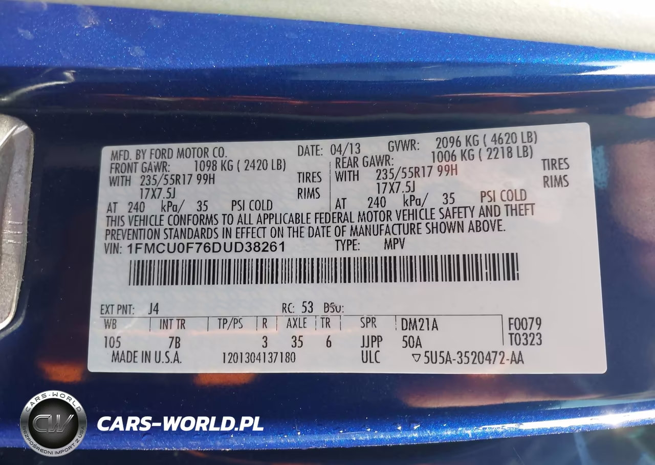 2013 Ford Escape S VIN:1FMCU0F76DUD38261 - 9