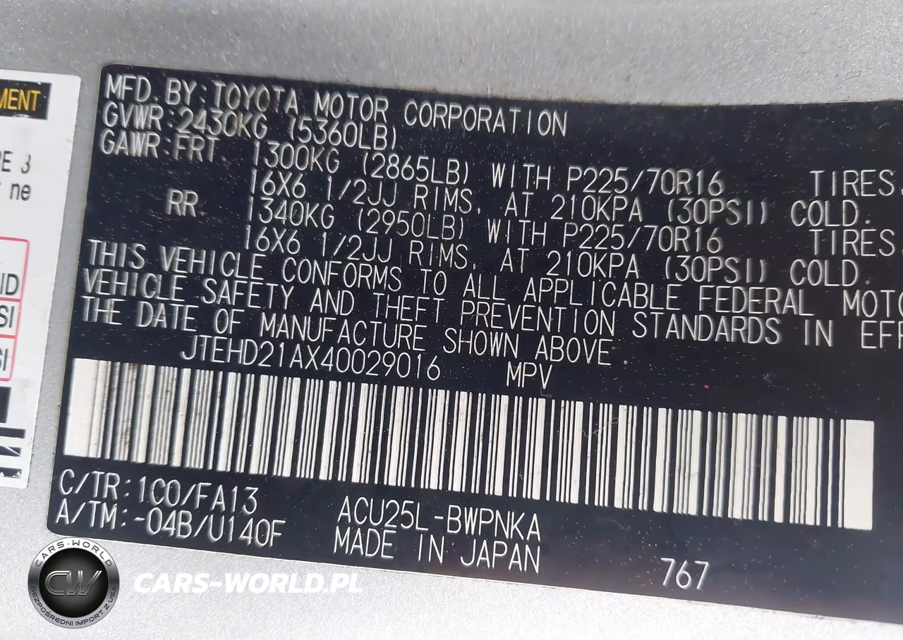 2004 Toyota Highlander VIN:JTEHD21AX40029016 - 9