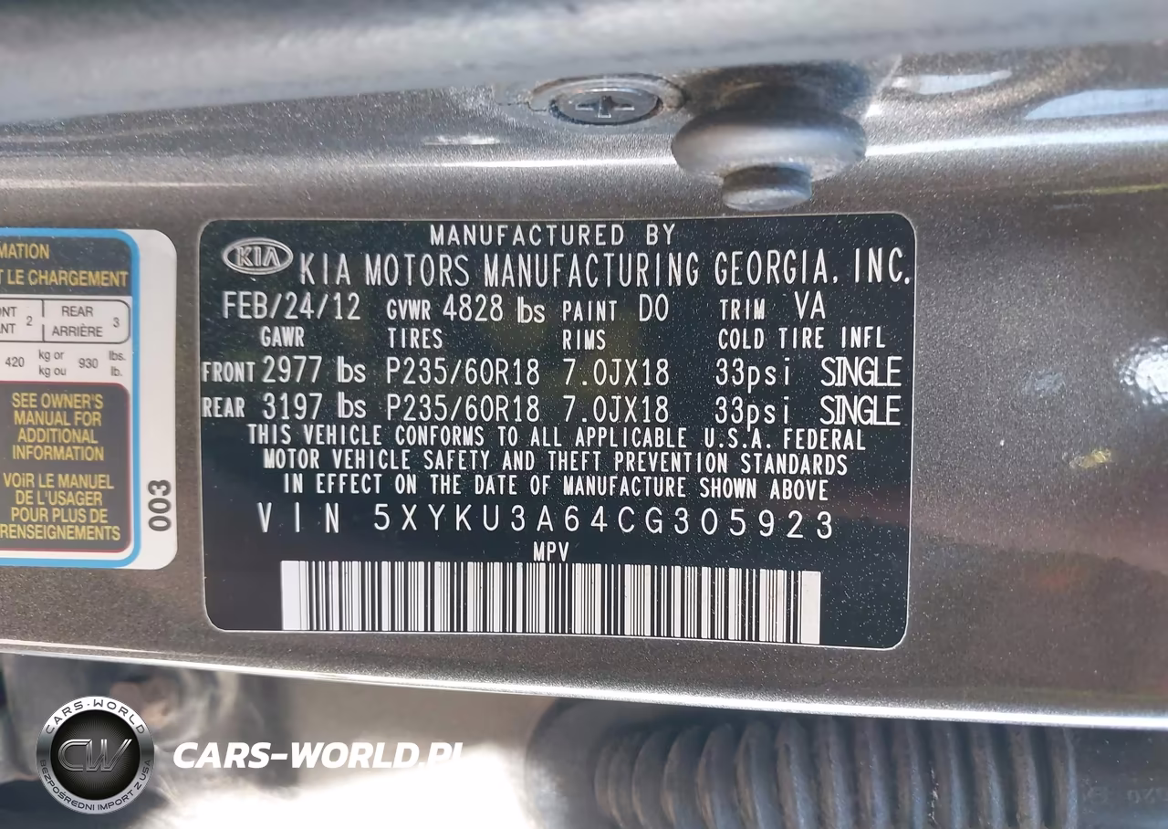 2012 Kia Sorento Ex VIN:5XYKU3A64CG305923 - 9