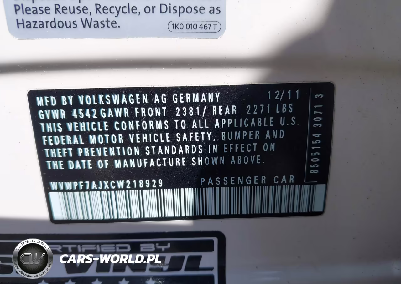 2012 Volkswagen Golf R 4-Door VIN:WVWPF7AJXCW218929 - 9