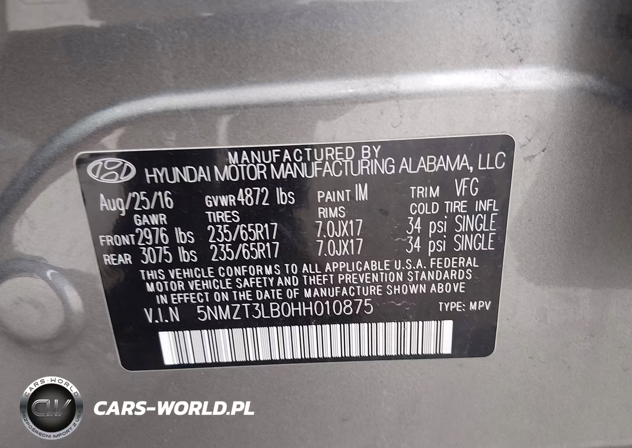 2017 Hyundai Santa Fe Sport 2.4L VIN:5NMZT3LB0HH010875 - 9