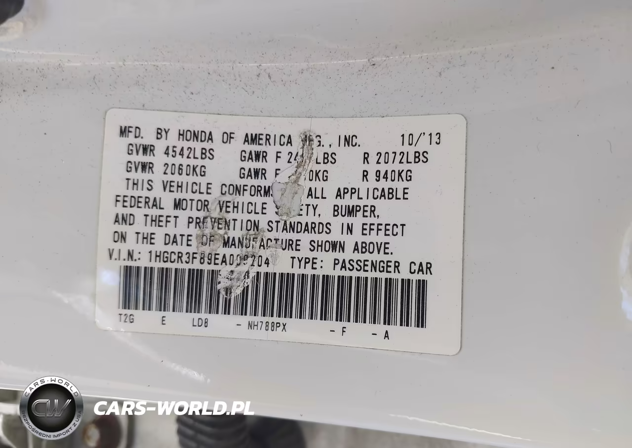 2014 Honda Accord Ex-L V-6 VIN:1HGCR3F89EA009204 - 9