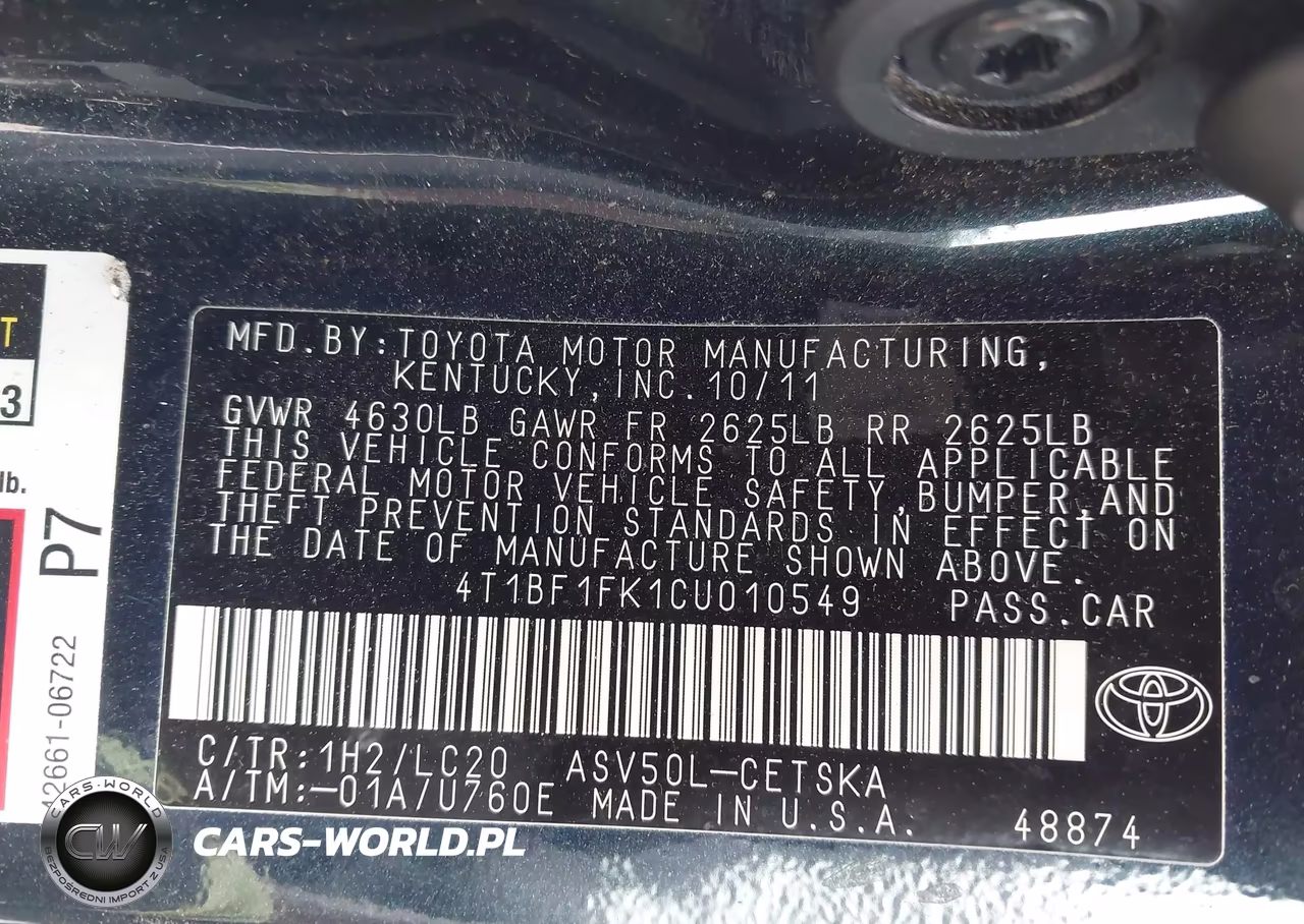 2012 Toyota Camry Se VIN:4T1BF1FK1CU010549 - 9