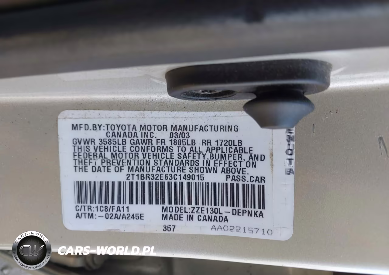 2003 Toyota Corolla Le VIN:2T1BR32E63C149015 - 9