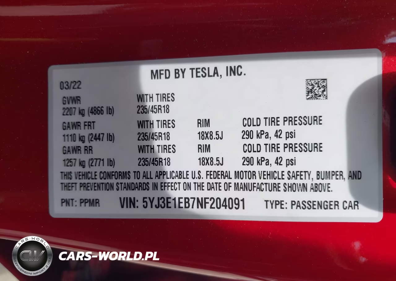 2022 Tesla Model 3 Long Range Dual Motor All-Wheel Drive VIN:5YJ3E1EB7NF204091 - 9