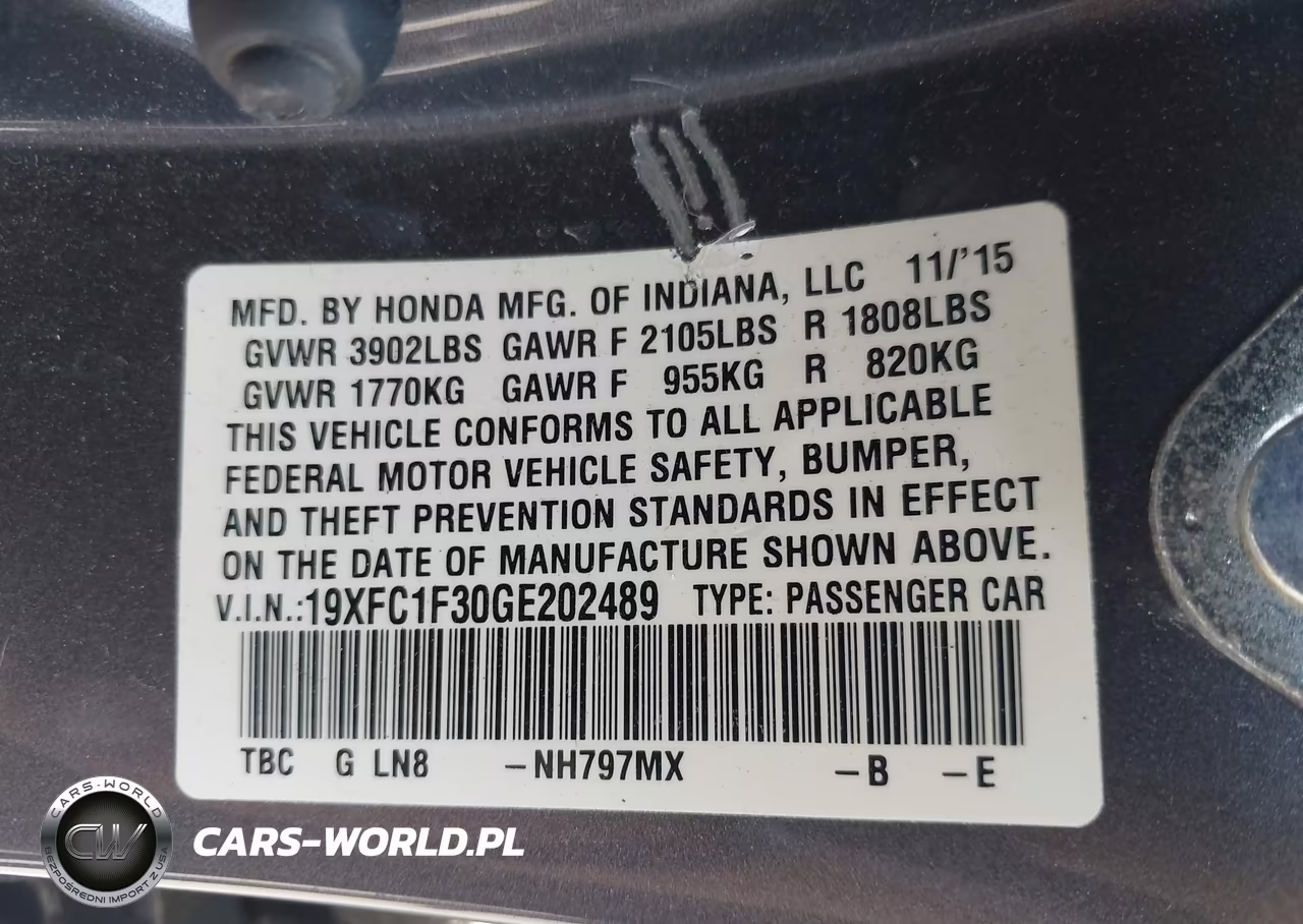 2016 Honda Civic Ex-T VIN:19XFC1F30GE202489 - 9