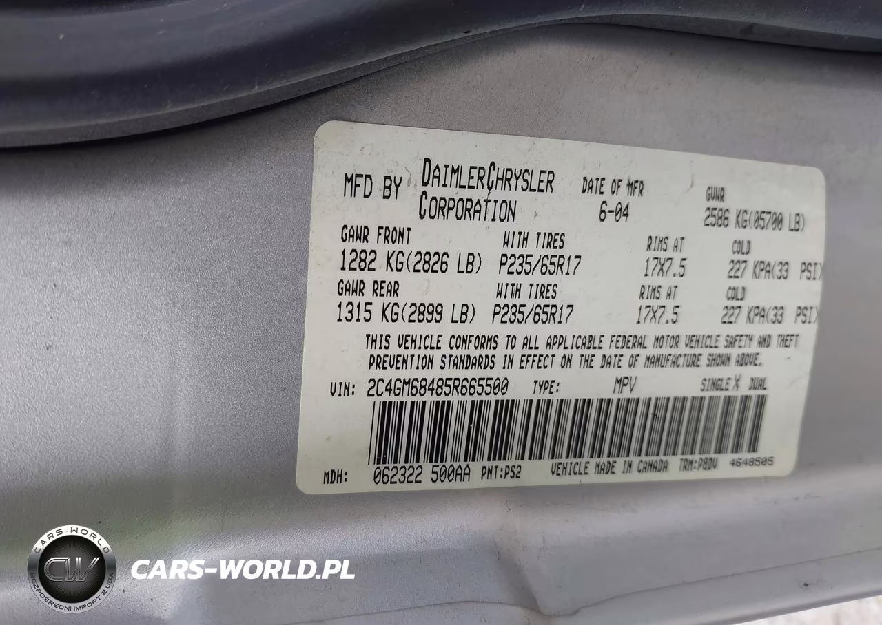 2005 Chrysler Pacifica Touring VIN:2C4GM68485R665500 - 9