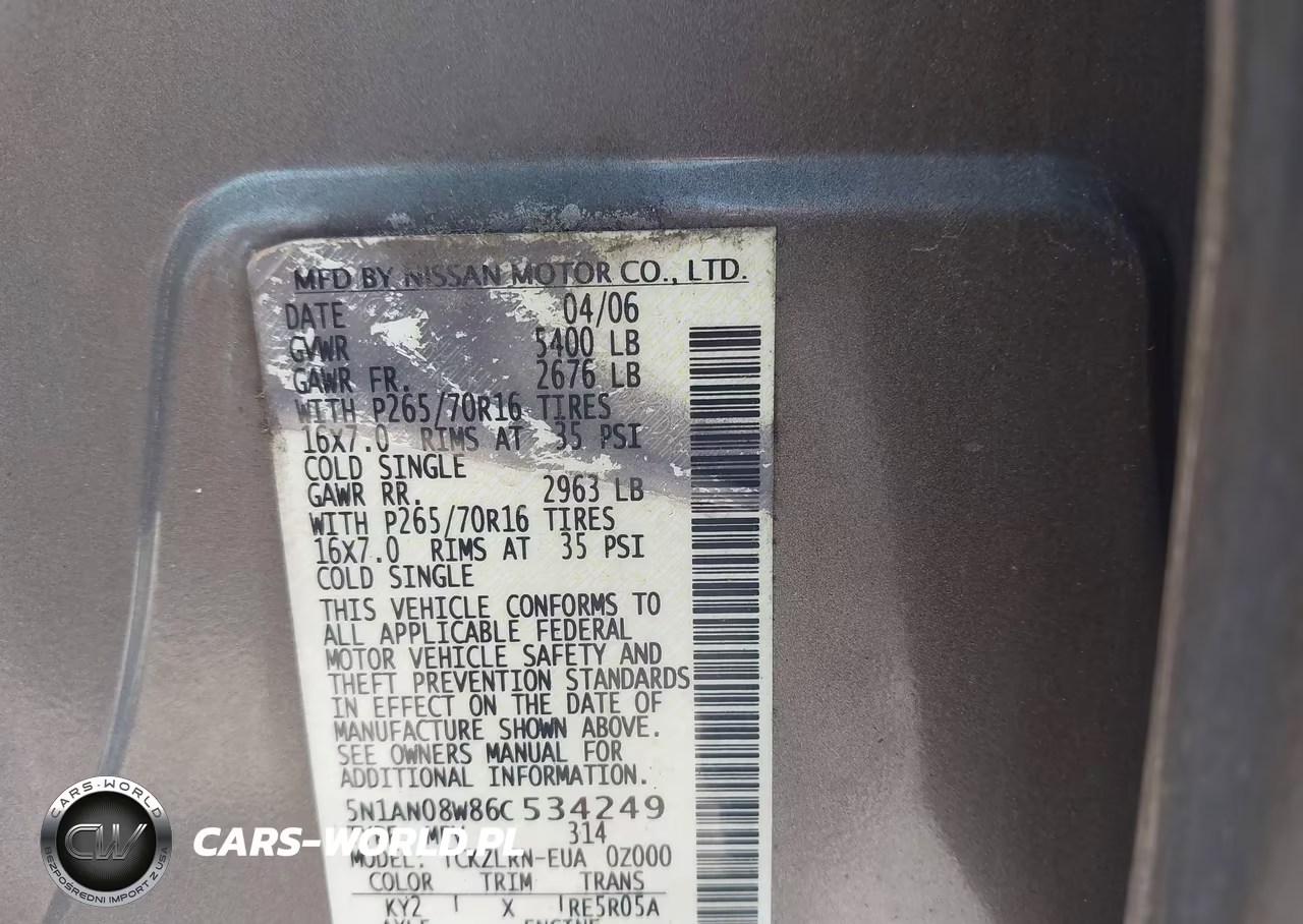 2006 Nissan Xterra S VIN:5N1AN08W86C534249 - 9
