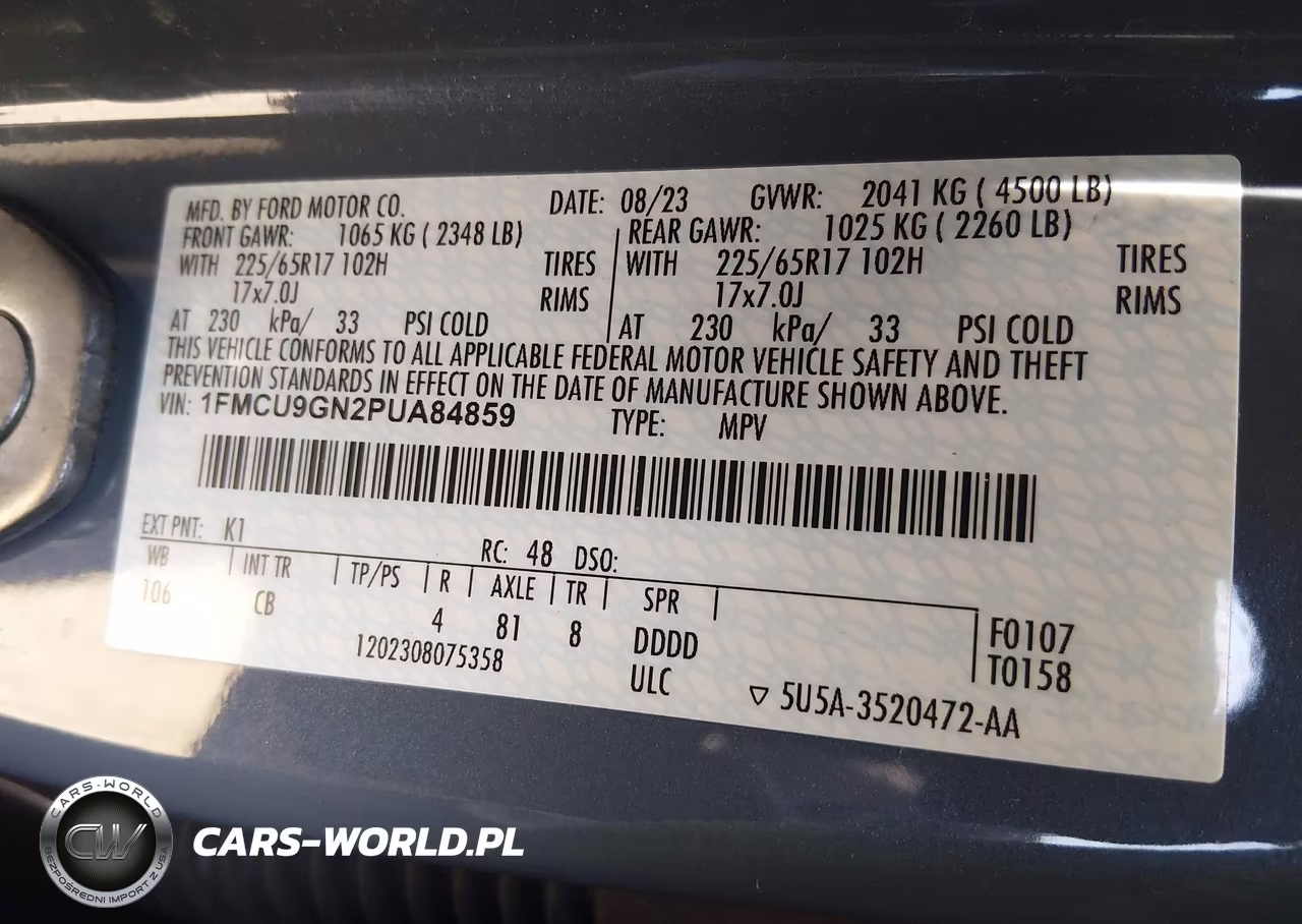 2023 Ford Escape Active VIN:1FMCU9GN2PUA84859 - 9