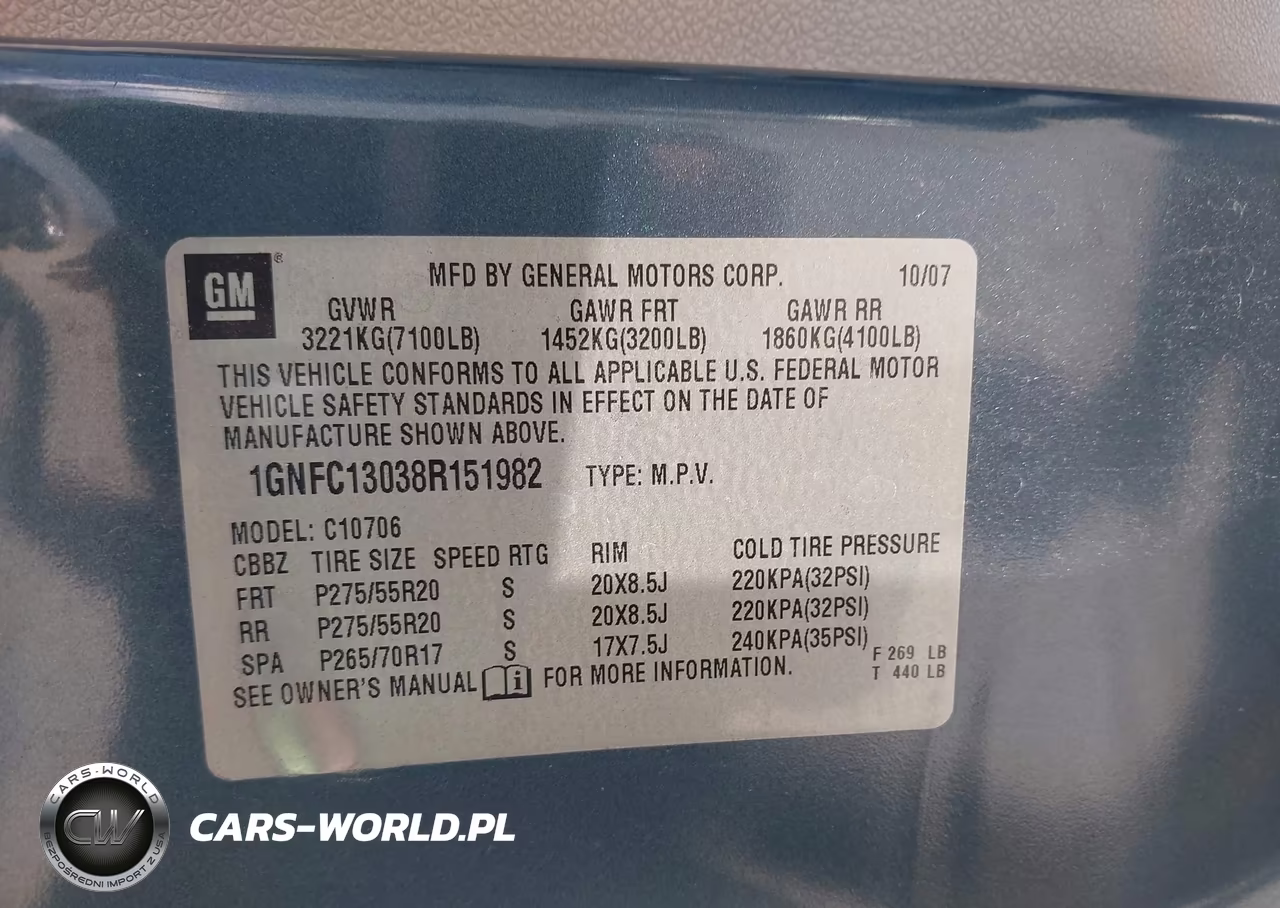 2008 Chevrolet Tahoe Ltz VIN:1GNFC13038R151982 - 9